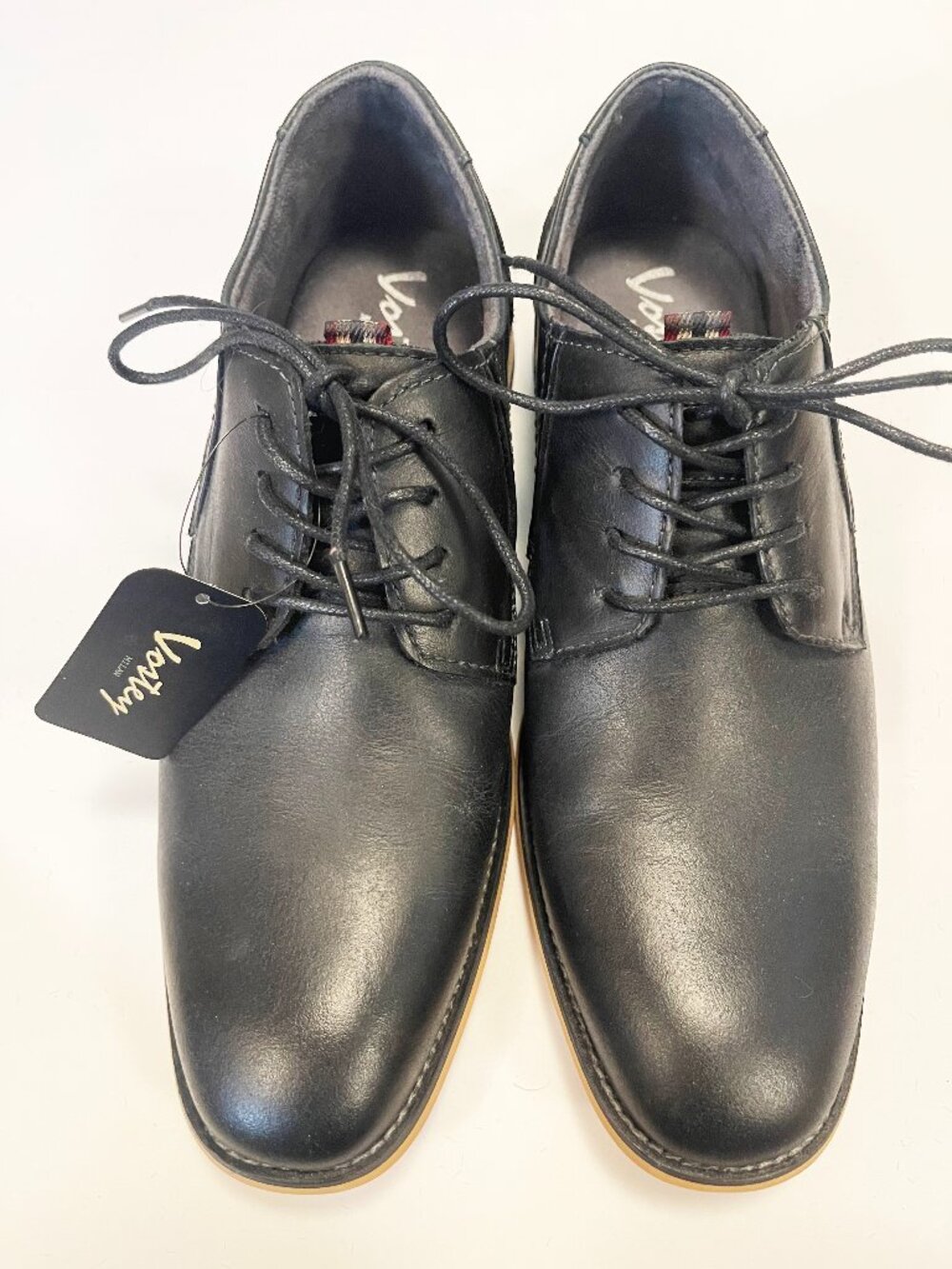 Vostey Men's Black Leather Lace Up Oxford Derby Dress Shoes Size 7 Academia